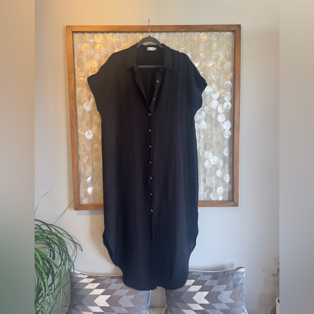 Black Button-Up Dress / Shirt